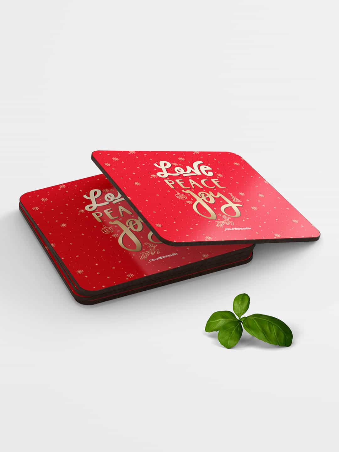 

macmerise Set of 6 Multicolored Christmas Love Square Coasters, Multi
