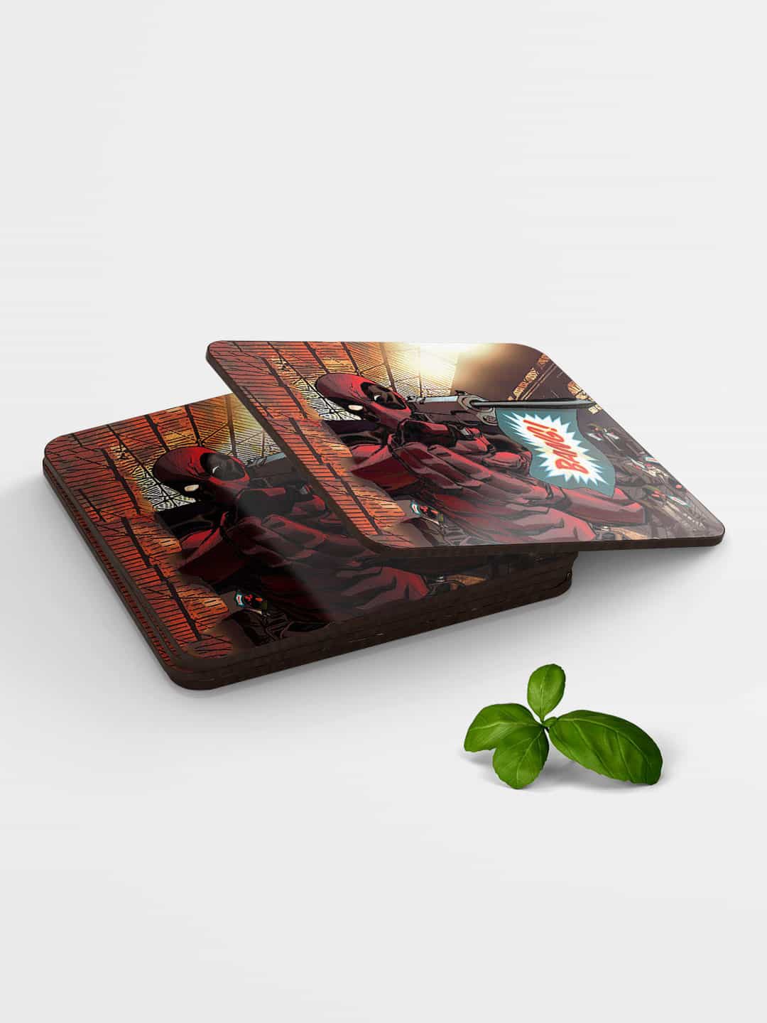 

macmerise Set of 6 Black & Red Printed MDF Deadpool Takes Aim Coasters