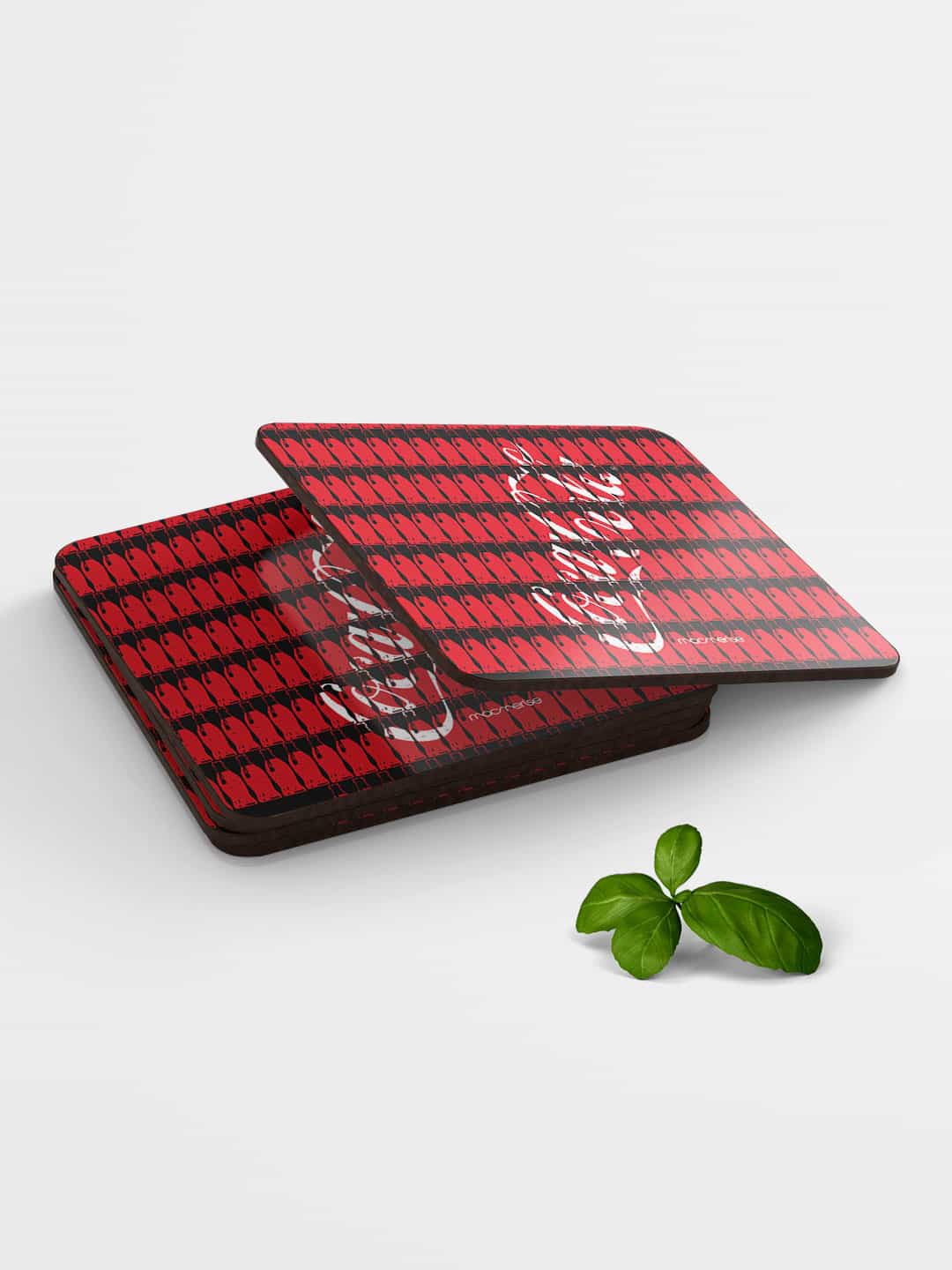 

macmerise Set of 6 Red & Black Printed MDF Coke Bottles Coasters