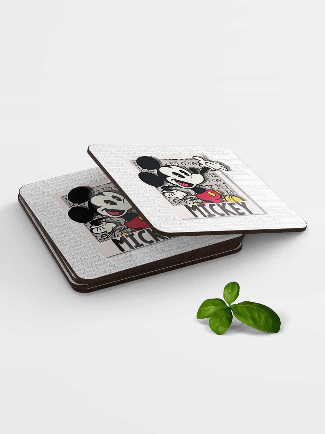 

macmerise Set of 6 Printed MDF Hello Mr Mickey Coasters, White