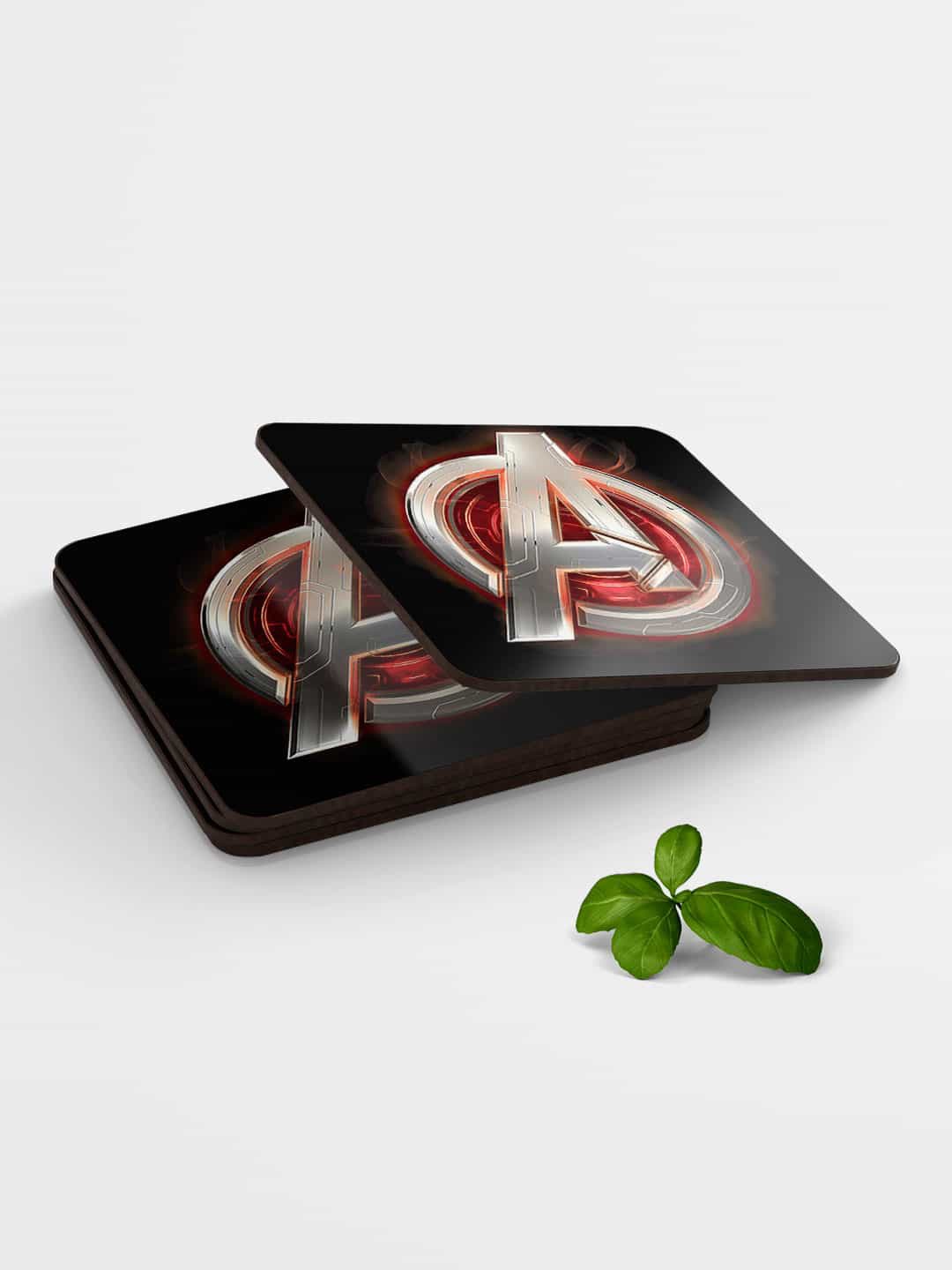

macmerise Set of 6 Black & Silver-Toned Printed MDF Avengers Version Coaster