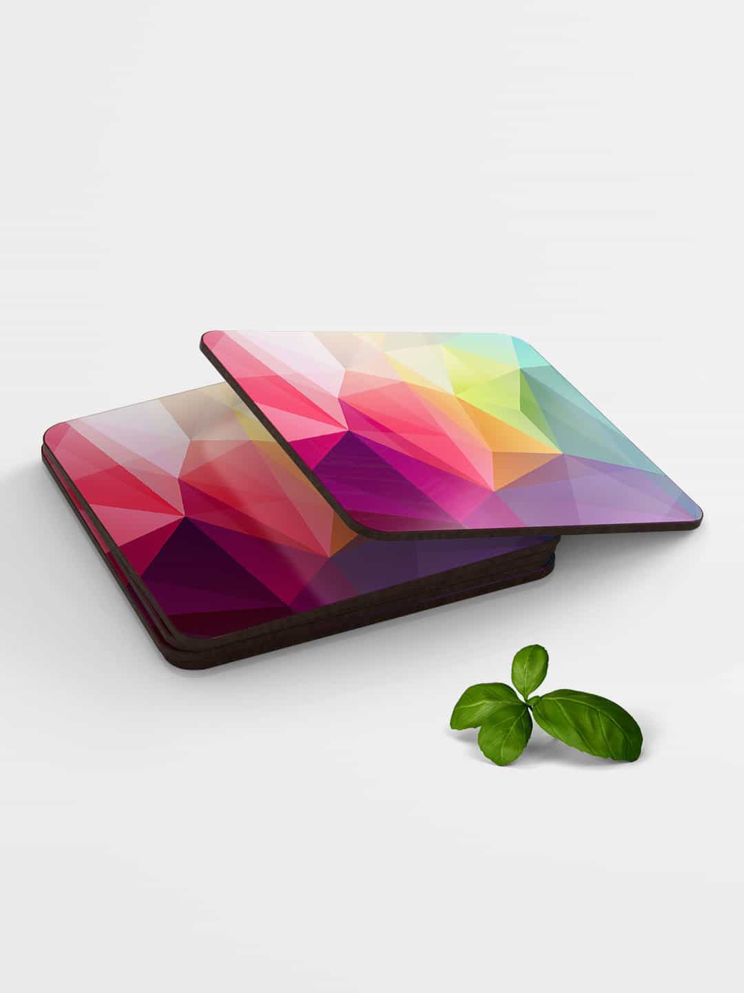 macmerise Set of 6 Multicolored Crystal Art Printed Coasters, Multi