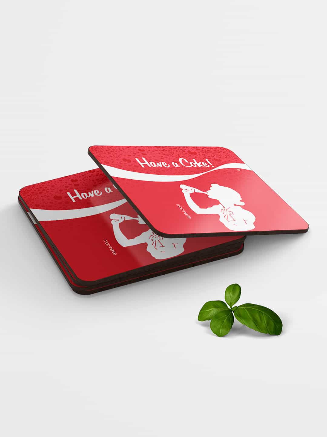 

macmerise Set of 6 Red White Have a Coke Girl Printed Coasters