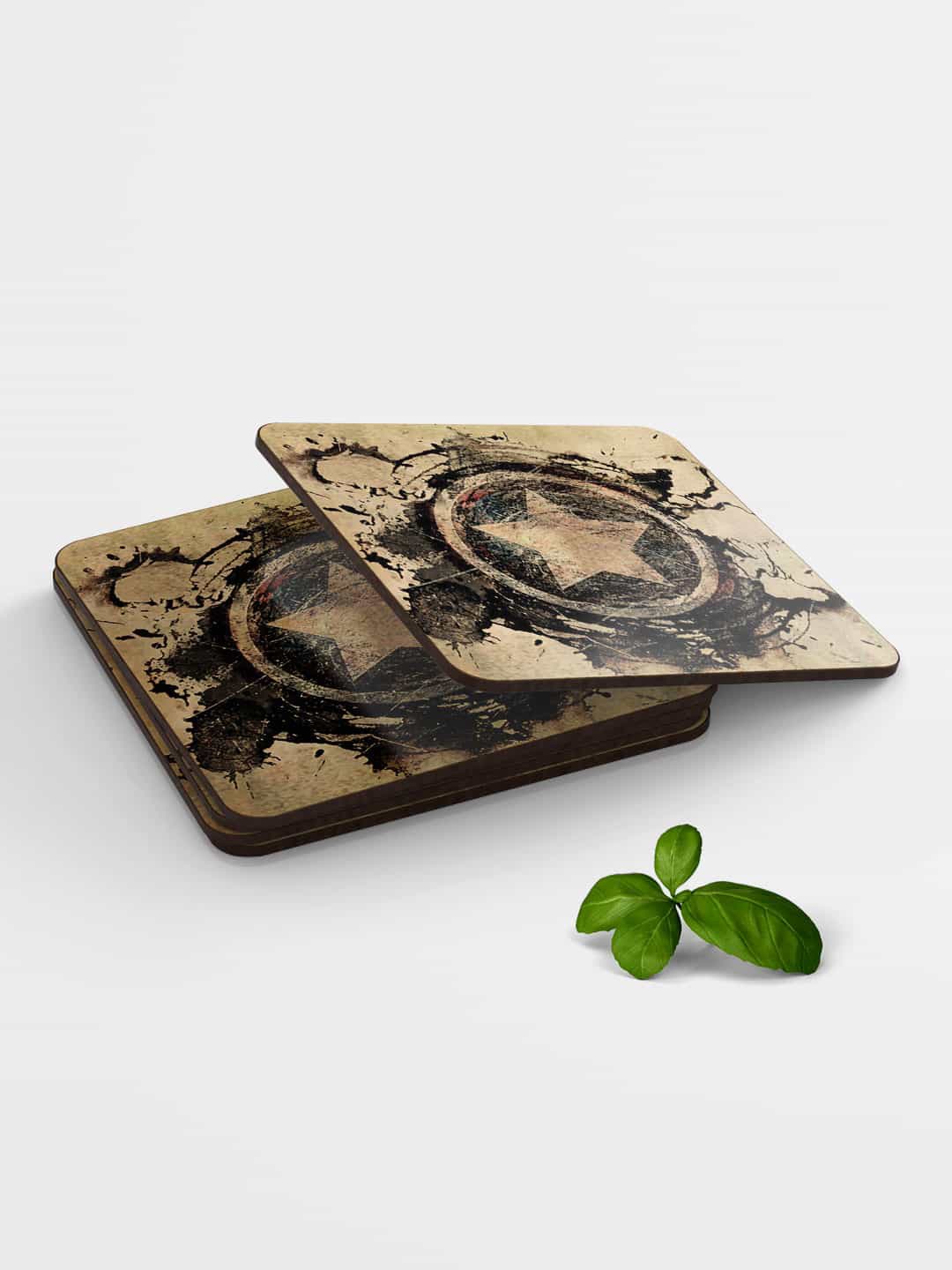 

macmerise Set of 6 Beige Black Symbolic Captain Shield Coasters