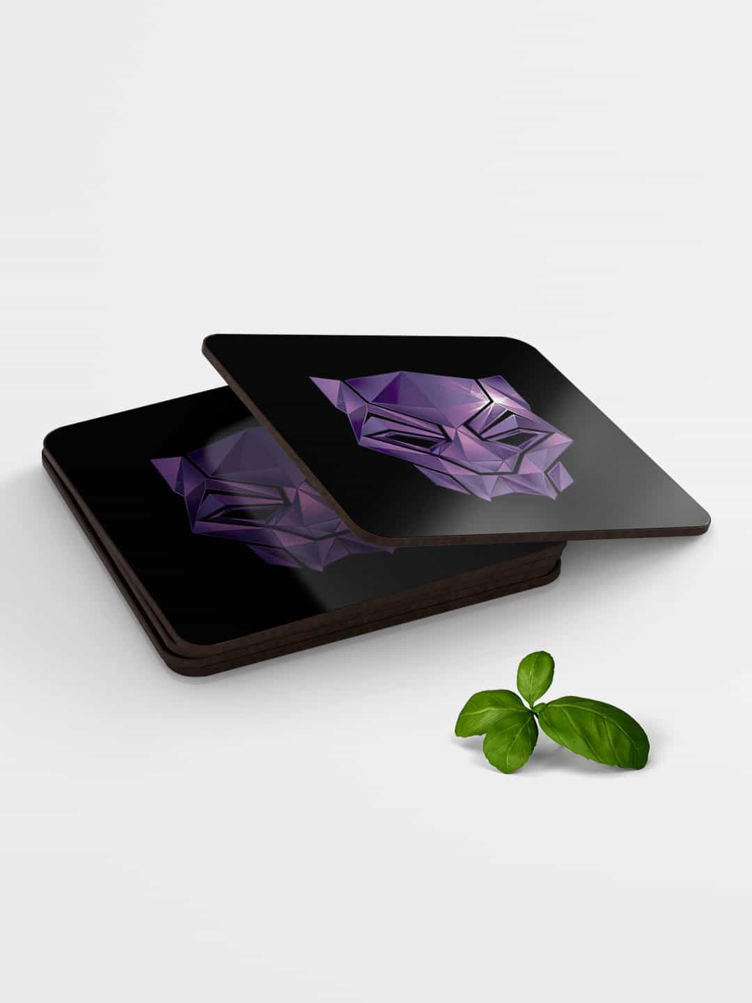 

macmerise Set of 6 Black & Purple Black Panther Logo Coasters