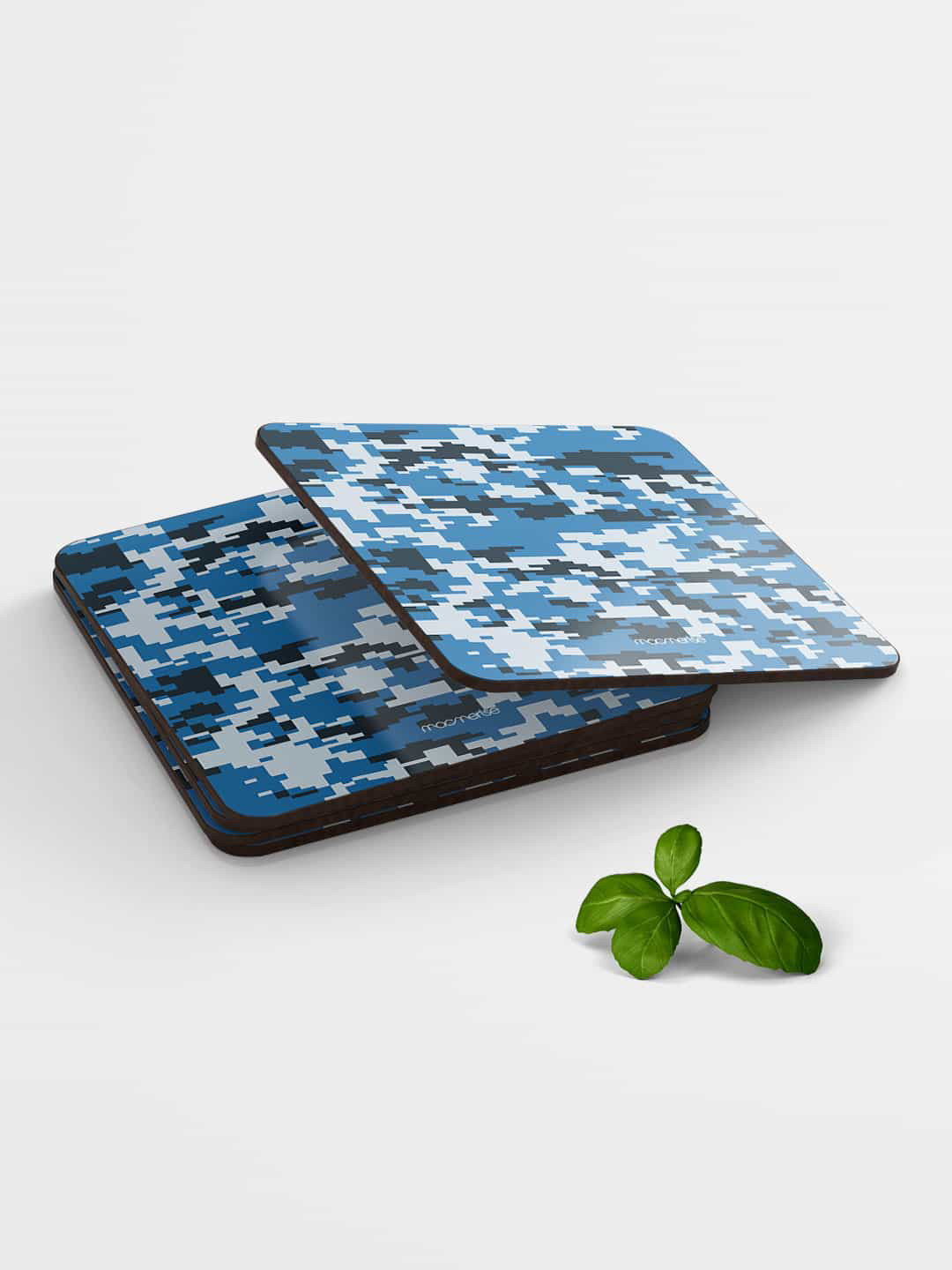 

macmerise Set of 6 Printed Wooden Coasters, Blue