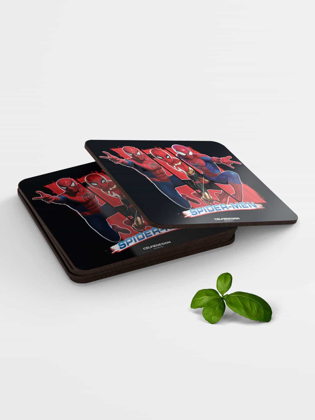 

macmerise Set of 6 Spiderman Printed Coasters, Red