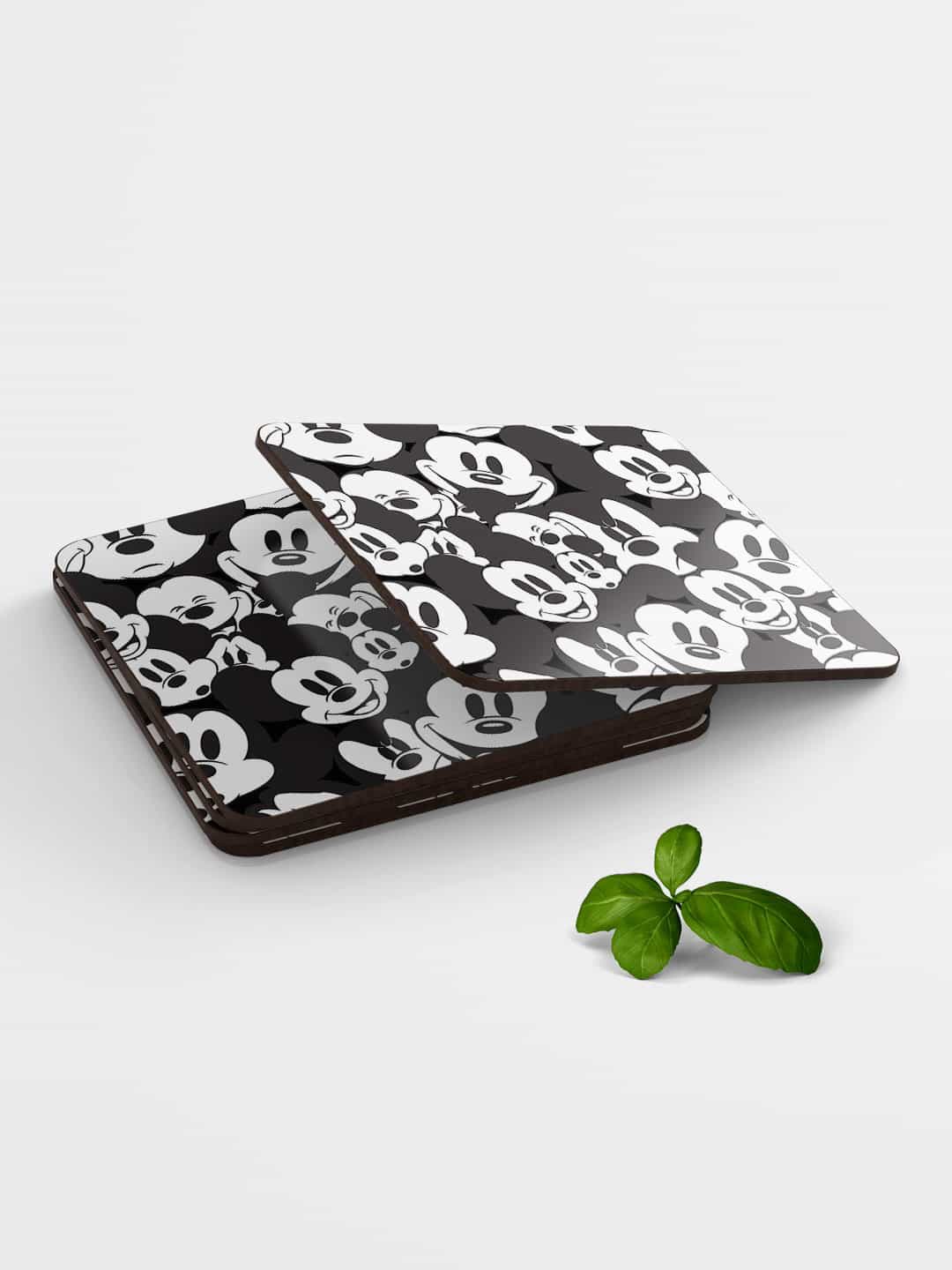 

macmerise Set of 6 Black & White Printed Mickey Smileys Coasters