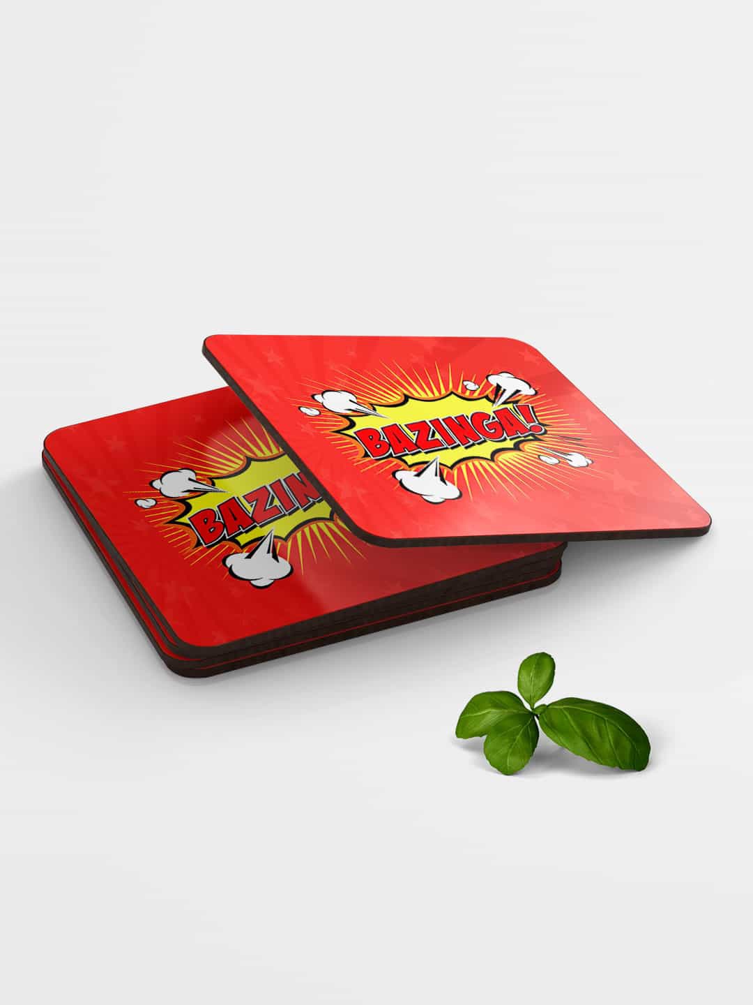 

macmerise Set of 6 Orange & Red Printed MDF Bazinga Coasters