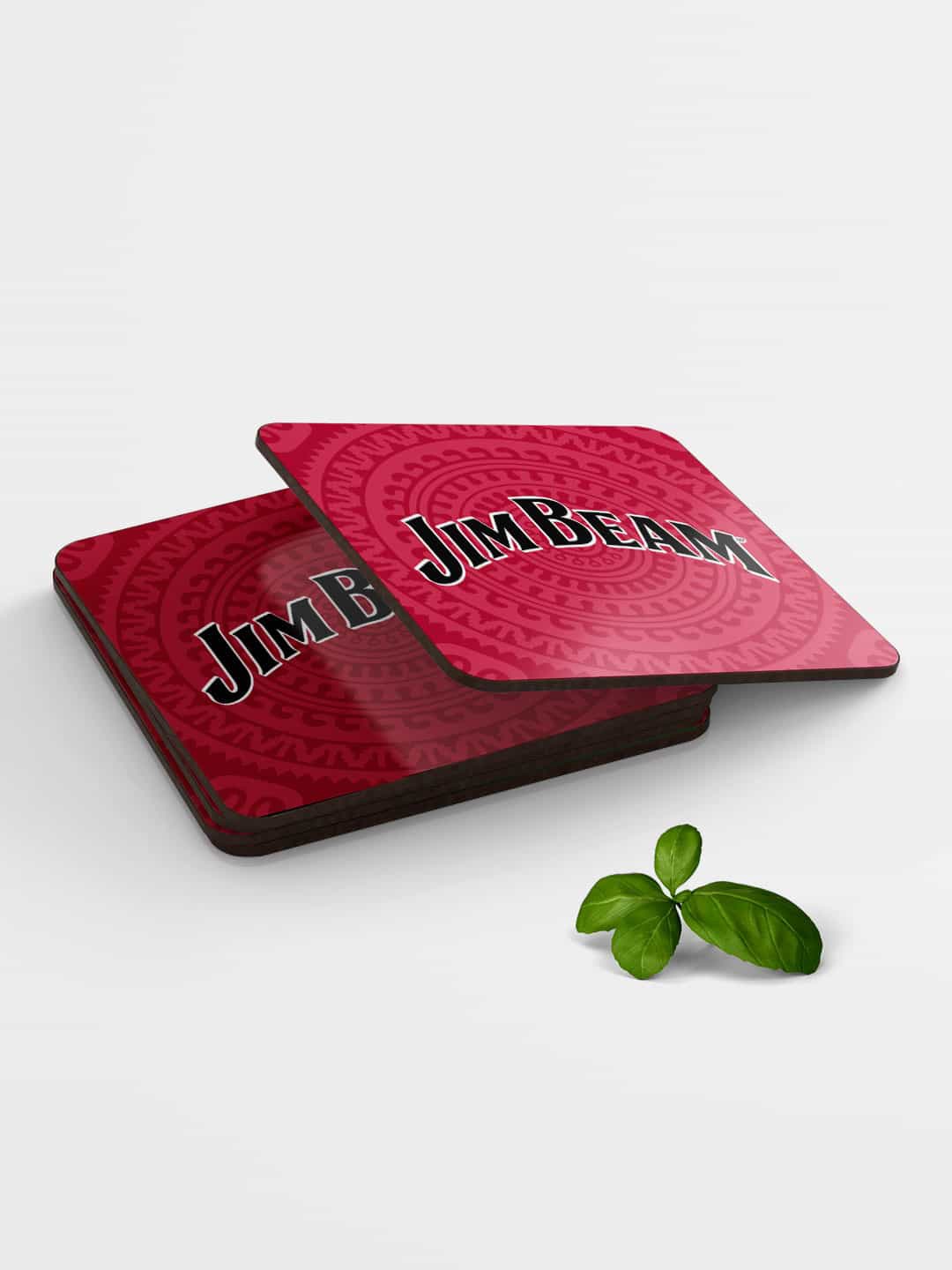 

macmerise Set of 6 Red Printed Wooden Coasters