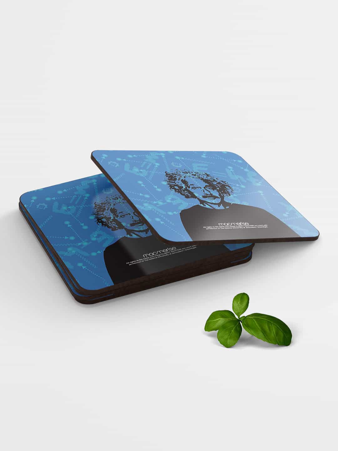 

macmerise Set of 6 Blue Wise Albert Einstein Printed Square Coasters