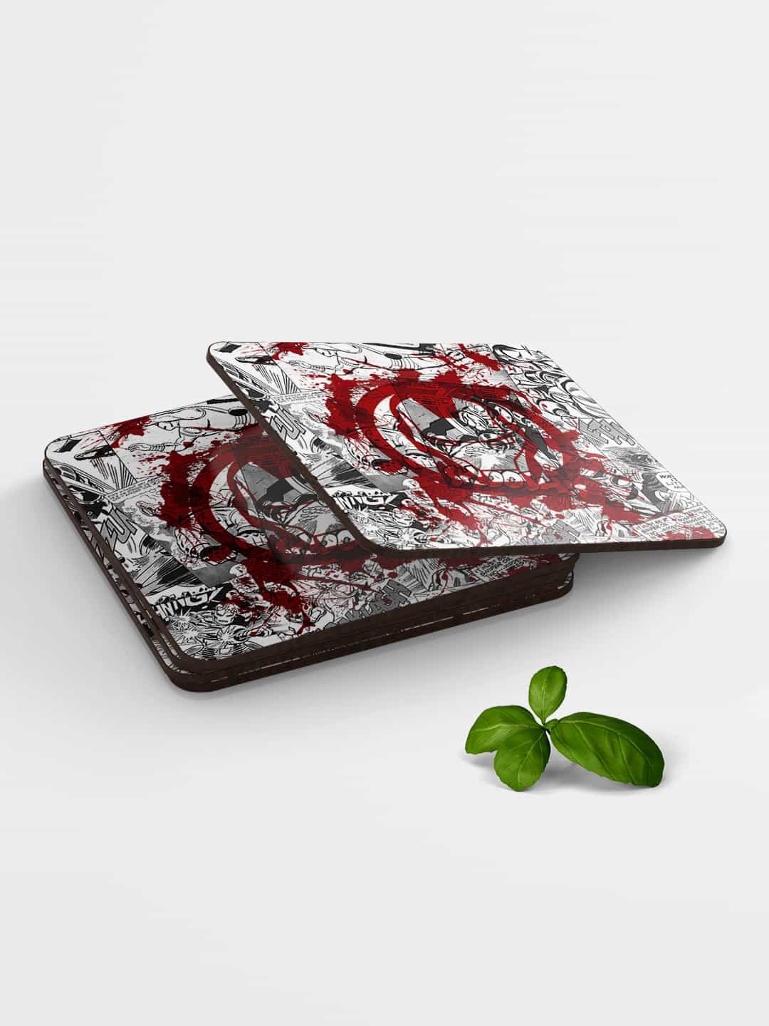 

macmerise Set of 6 White & Red Ironman Logo Printed Coasters