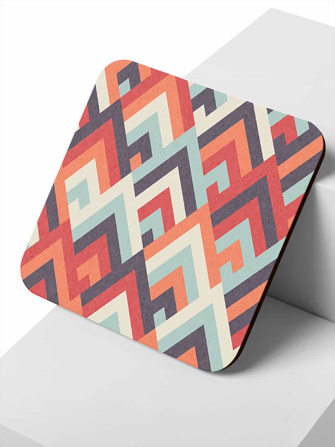 

macmerise Set of 6 Multi-Coloured Chevron Printed Coasters