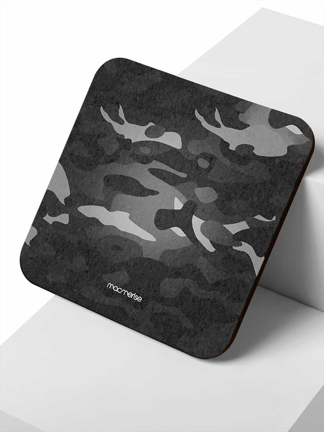 

macmerise Set of 6 Black Printed Wooden Coasters