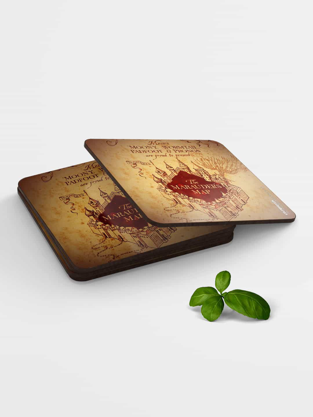 

macmerise Set of 6 Beige & Brown Printed MDF Marauders Map Coasters