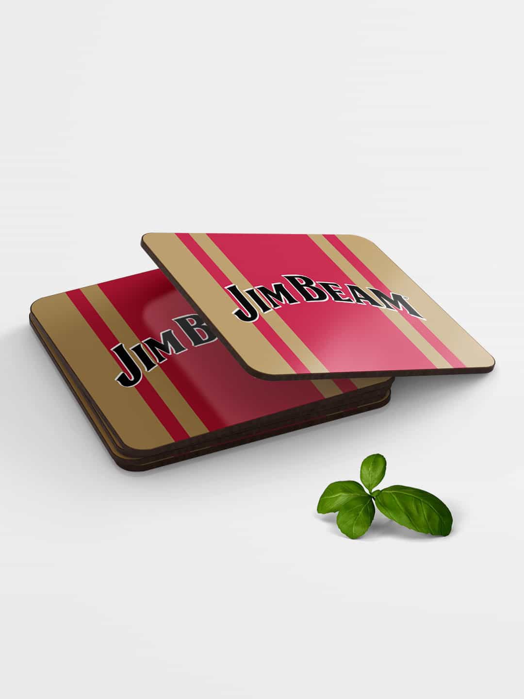 

macmerise Set of 6 Red Printed Wooden Coasters