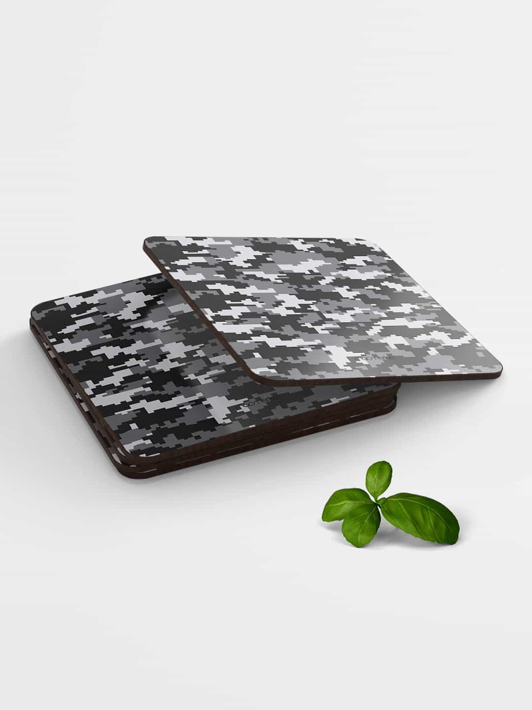 

macmerise Set of 6 Camo Pixel Ash Grey Multi Coasters