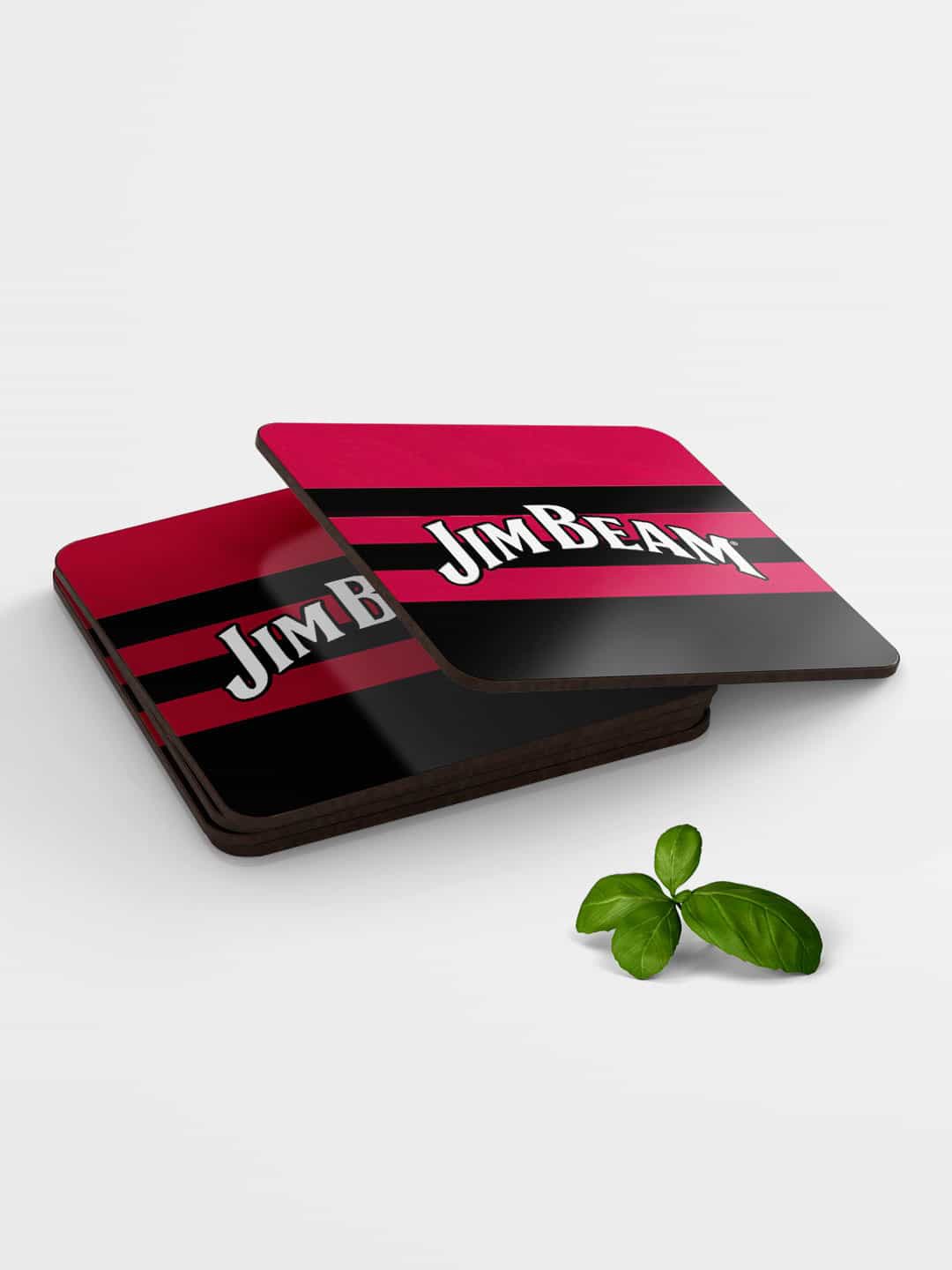 

macmerise Set of 6 Red Jim Beam Red Stripes Coasters, Multi