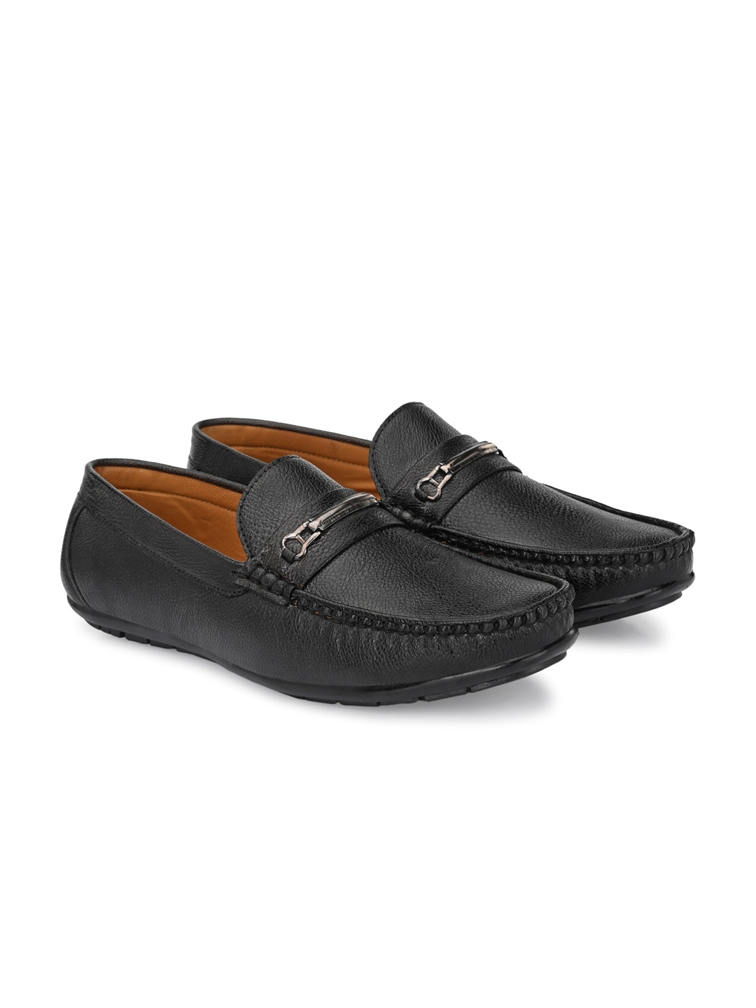 

JOKATOO Men Black Textured Loafers