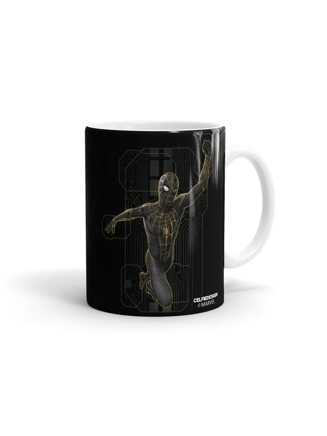 

macmerise Black & Yellow New Spider Tech Printed Ceramic Glossy Mug