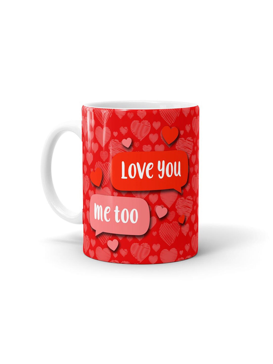 

macmerise Red & White Printed Ceramic Glossy Mug