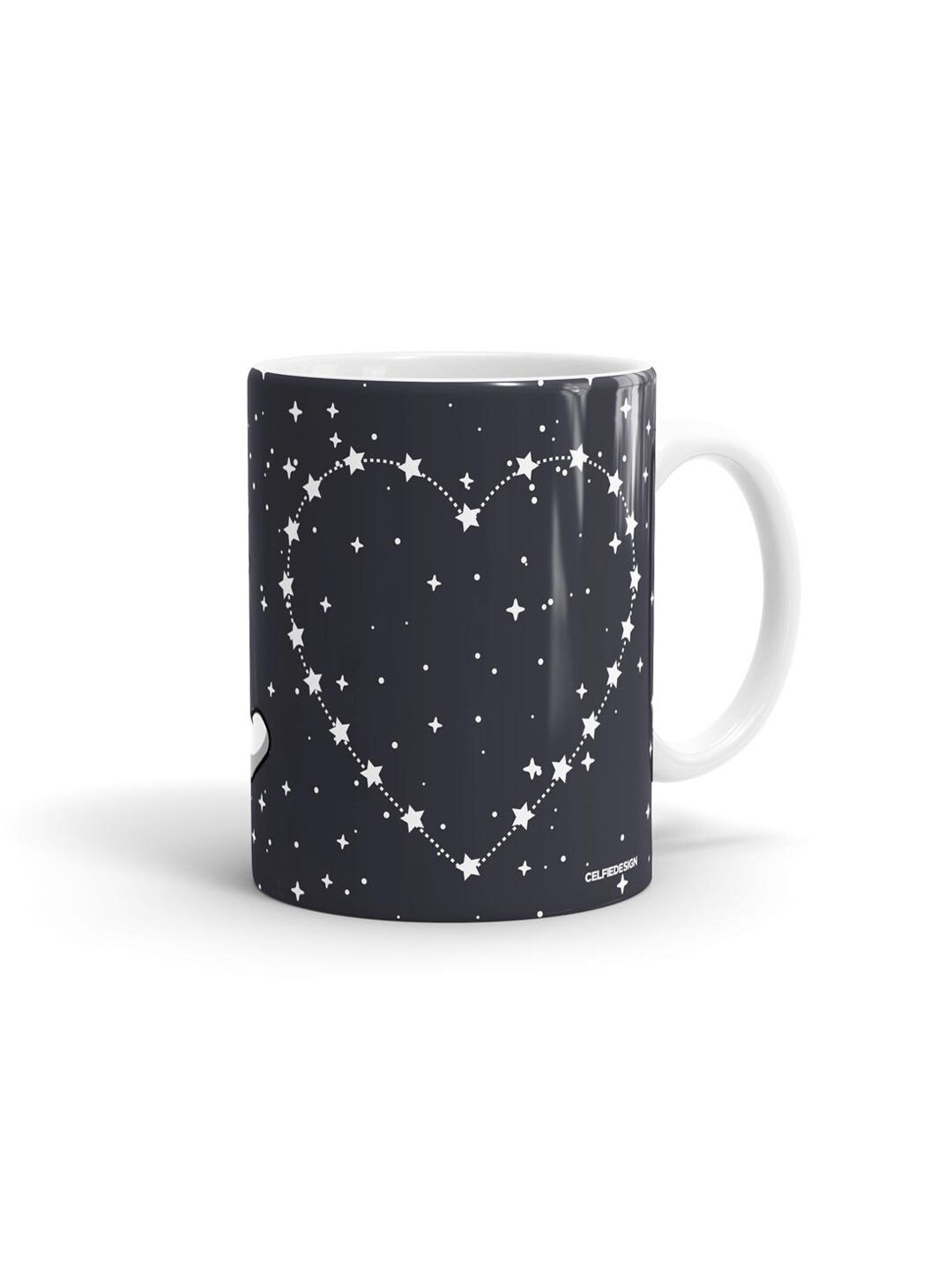 macmerise Grey & White Printed Ceramic Glossy Mug