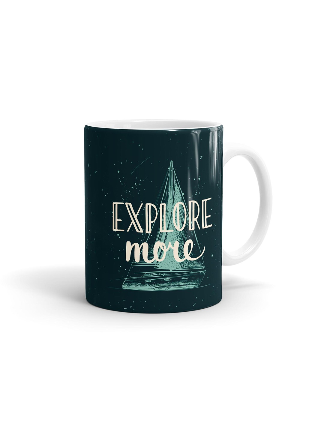 

macmerise Green & White Explore More Printed Ceramic Glossy Mug