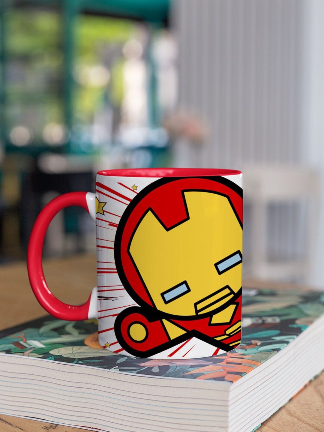 

macmerise Red & Yellow Printed Ceramic Glossy Mug