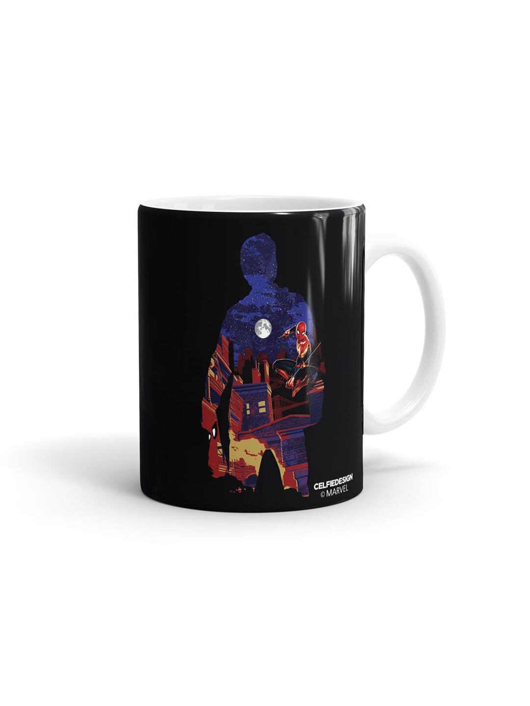 

macmerise Black & Pink Spidey Town Printed Ceramic Glossy Mug