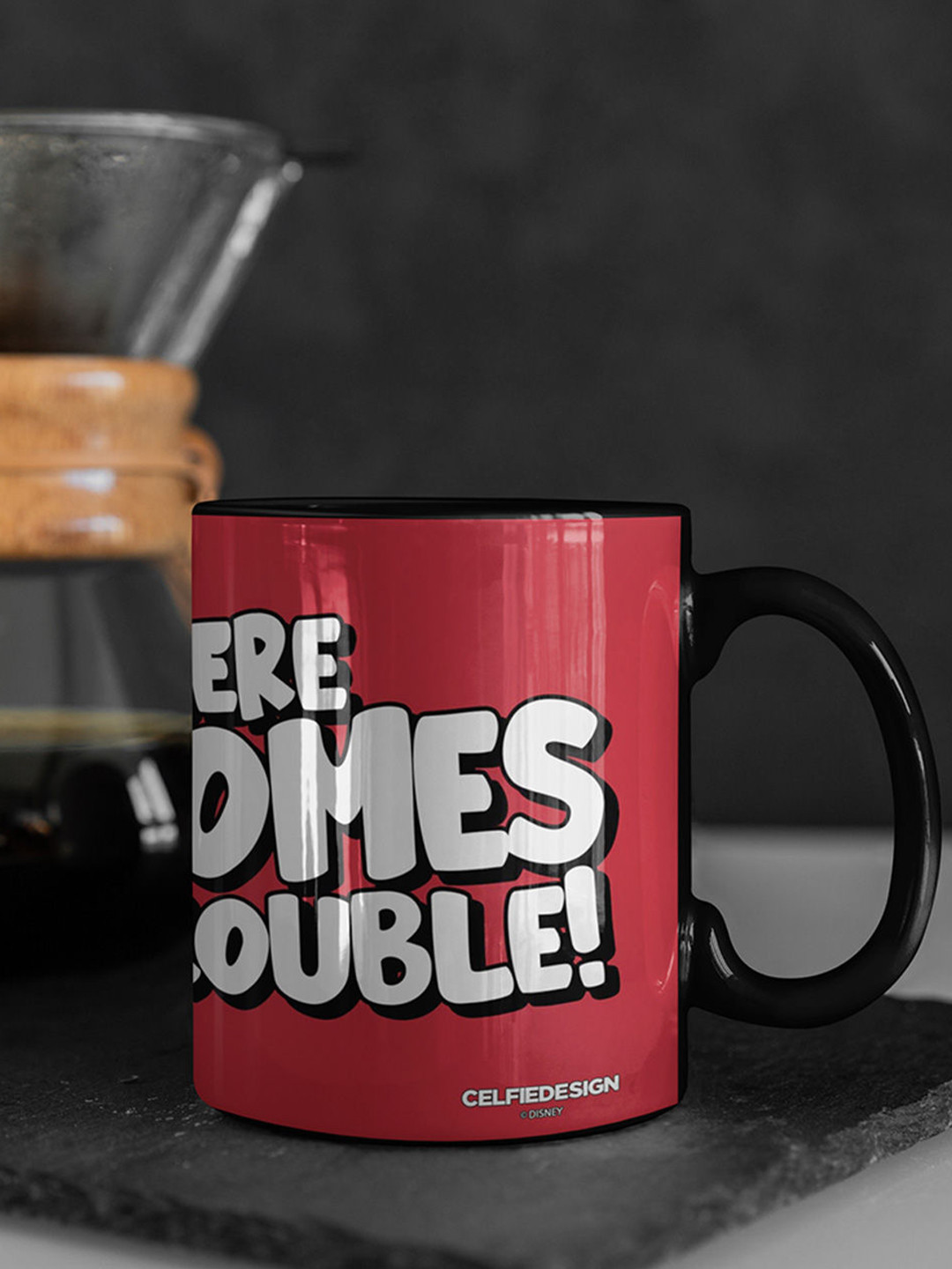 

macmerise Pink & White Mickey brings Trouble Printed Ceramic Glossy Mug