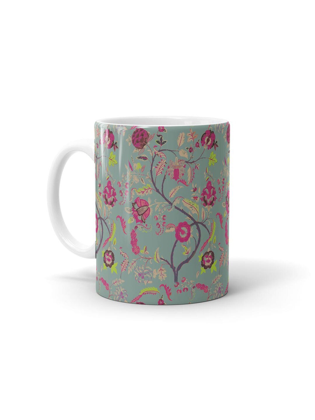 

macmerise Grey & Pink Printed Ceramic Microwave Safe Glossy Mug