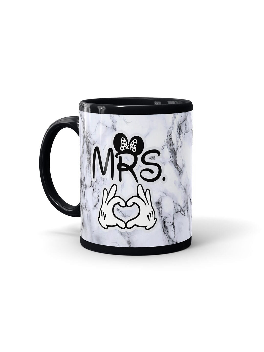 

macmerise White & Black Mrs & Mr Hearts Printed Ceramic Glossy Mug