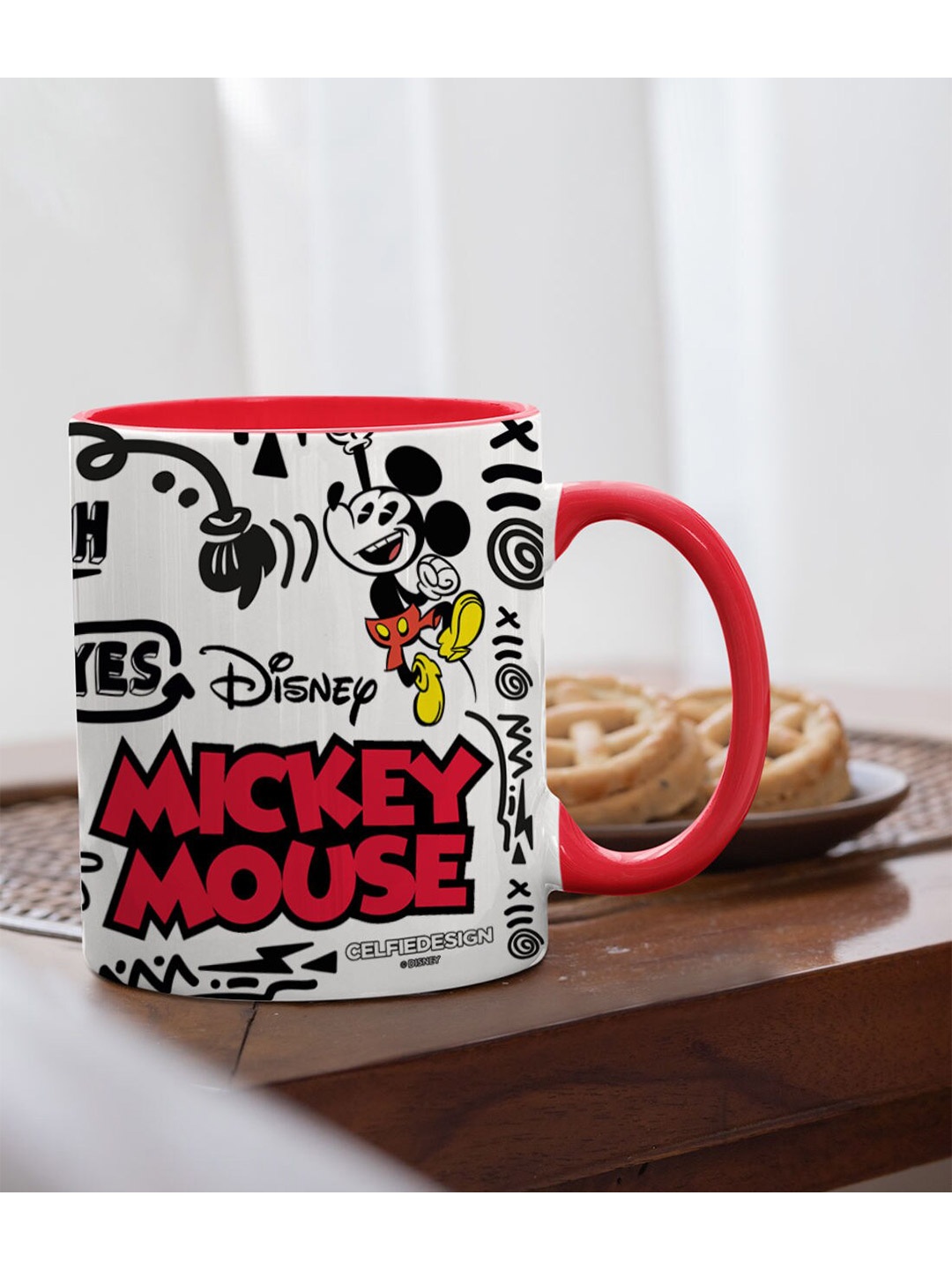 

macmerise White & Black Mickey Graffiti Printed Ceramic Glossy Mug