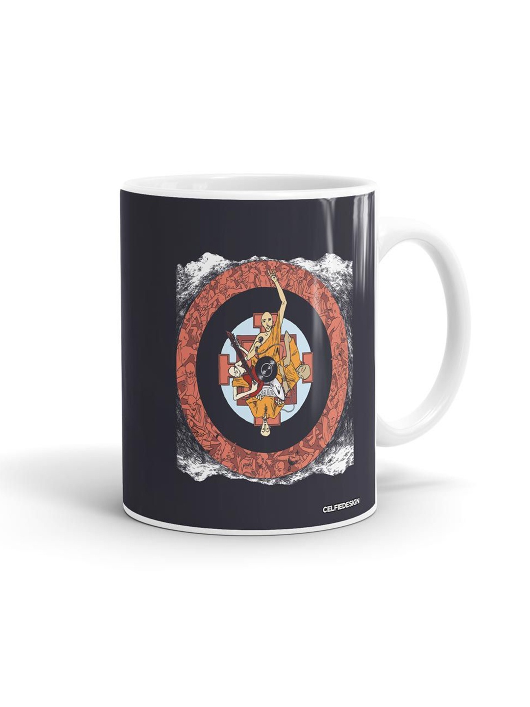 

macmerise Navy Blue & White Rock Baba Cover Printed Ceramic Glossy Mug