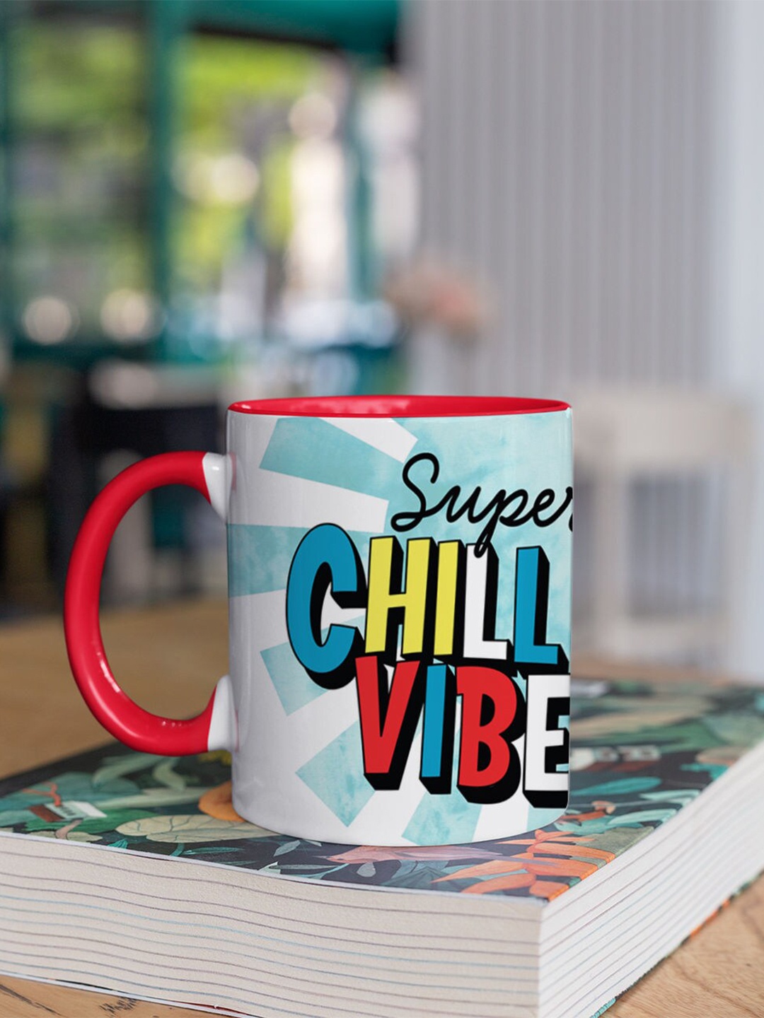 

macmerise White & Red Mickey Chilling Printed Ceramic Glossy Mug