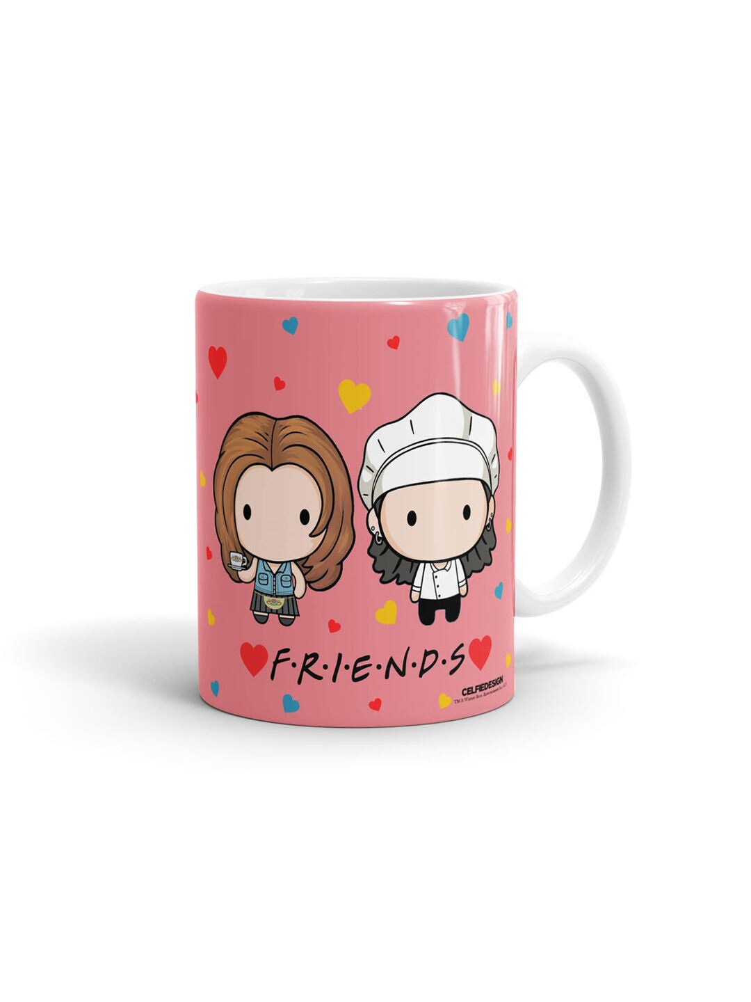 

macmerise Pink & Black Girlfriends Monica & Rachel Printed Ceramic Glossy Mug