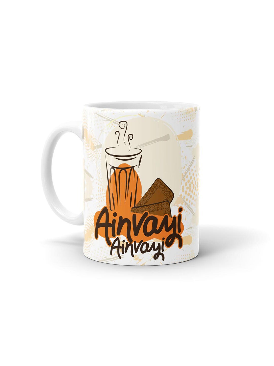 

macmerise White & Brown Printed Ceramic Glossy Mug
