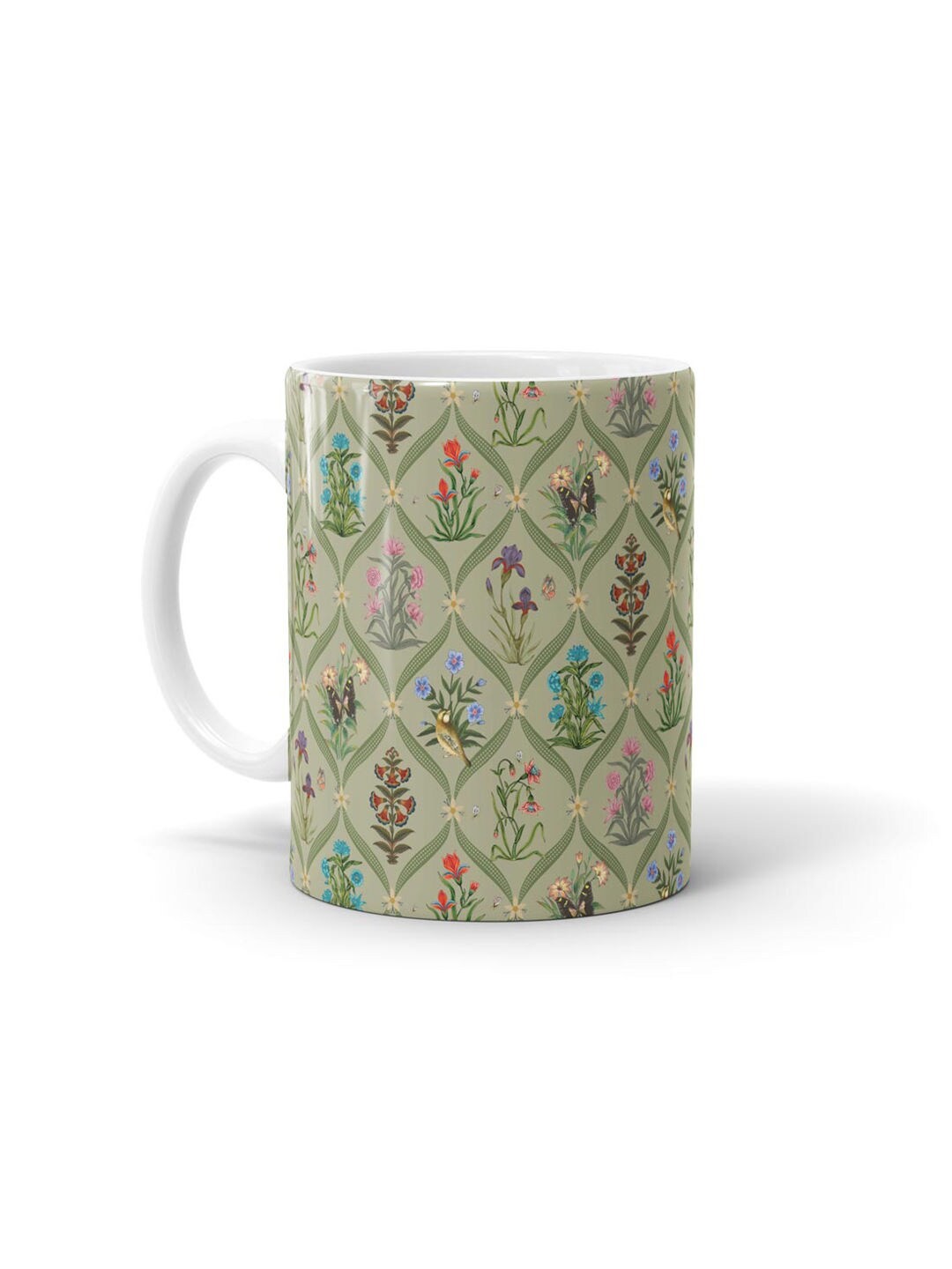 

macmerise Mustard & Red Printed Ceramic Glossy Mug