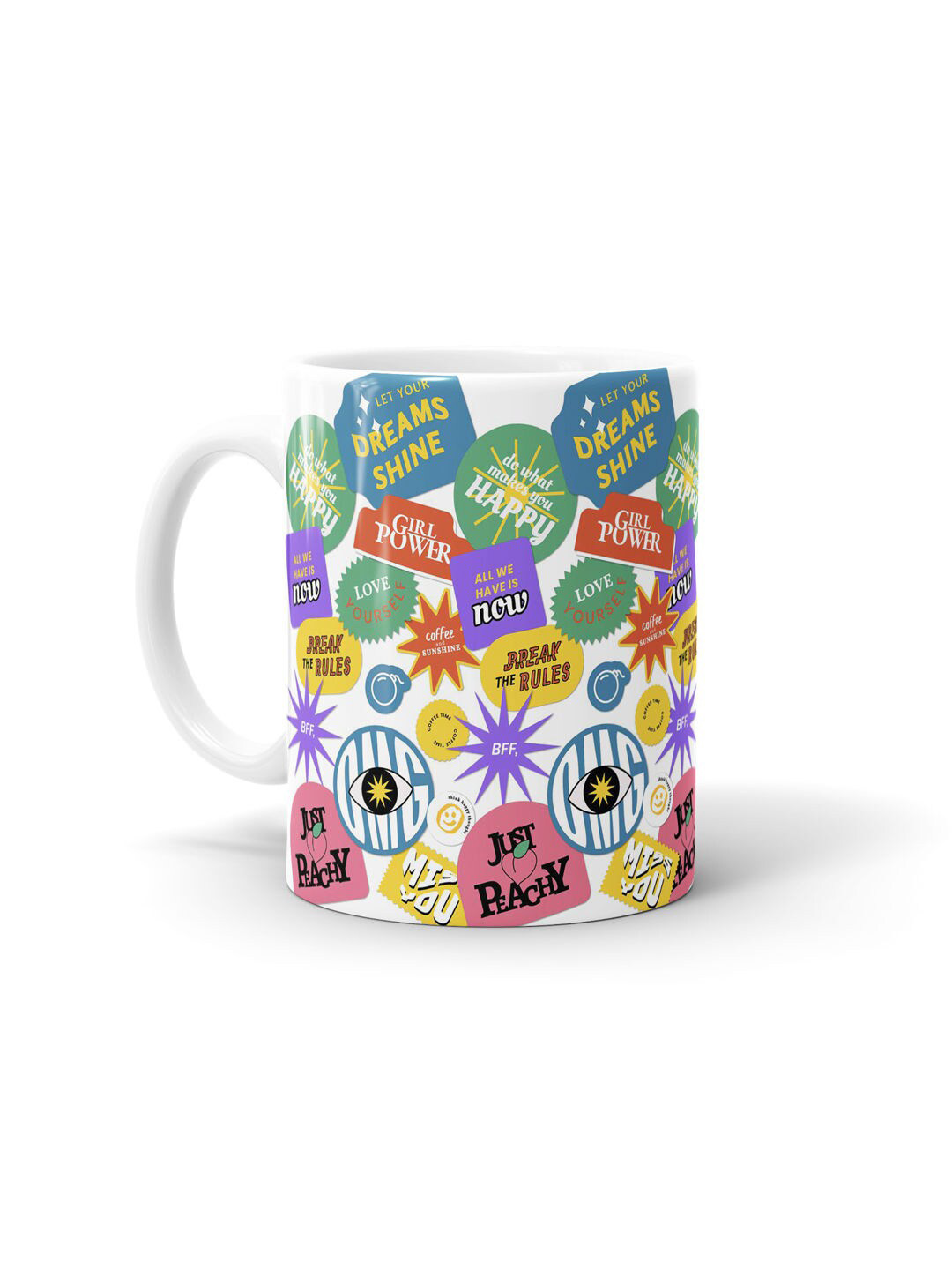 

macmerise White & Yellow SK Sassy Girl Printed Ceramic Glossy Mug