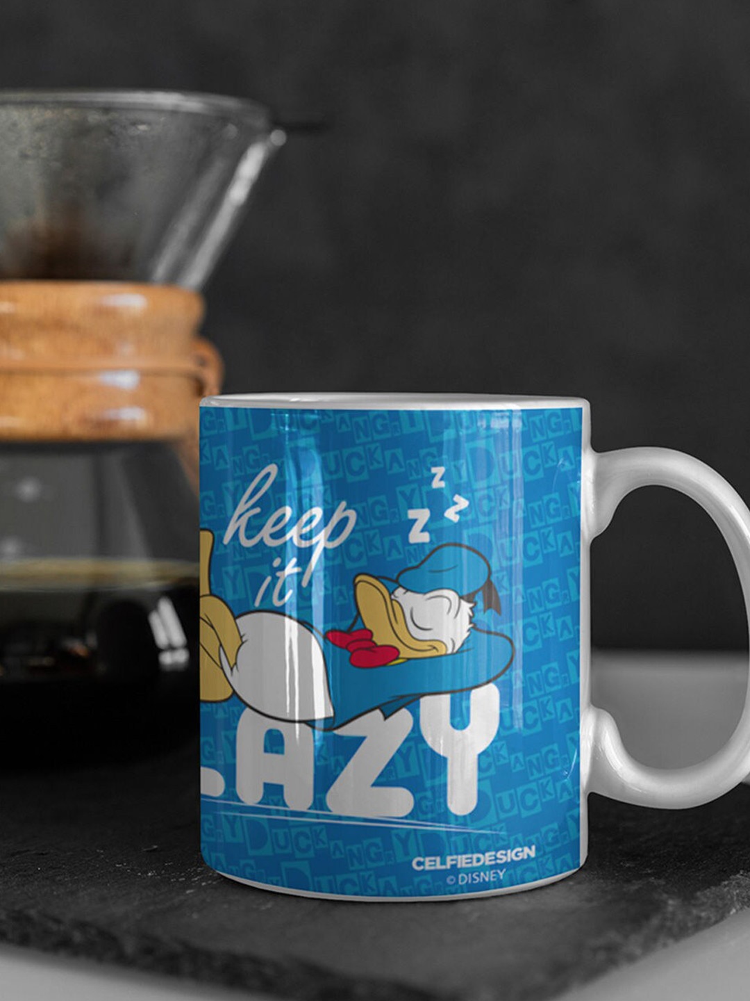 

macmerise Blue & White Donald Keeping It Lazy Printed Ceramic Glossy Mug