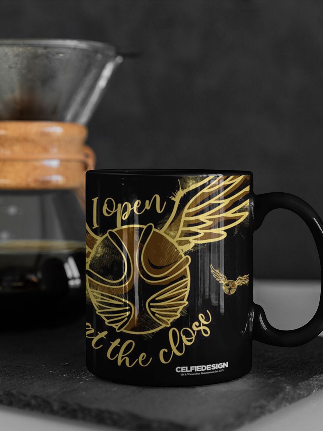 

macmerise Black & Mustard Text or Slogans Printed Ceramic Glossy Mug