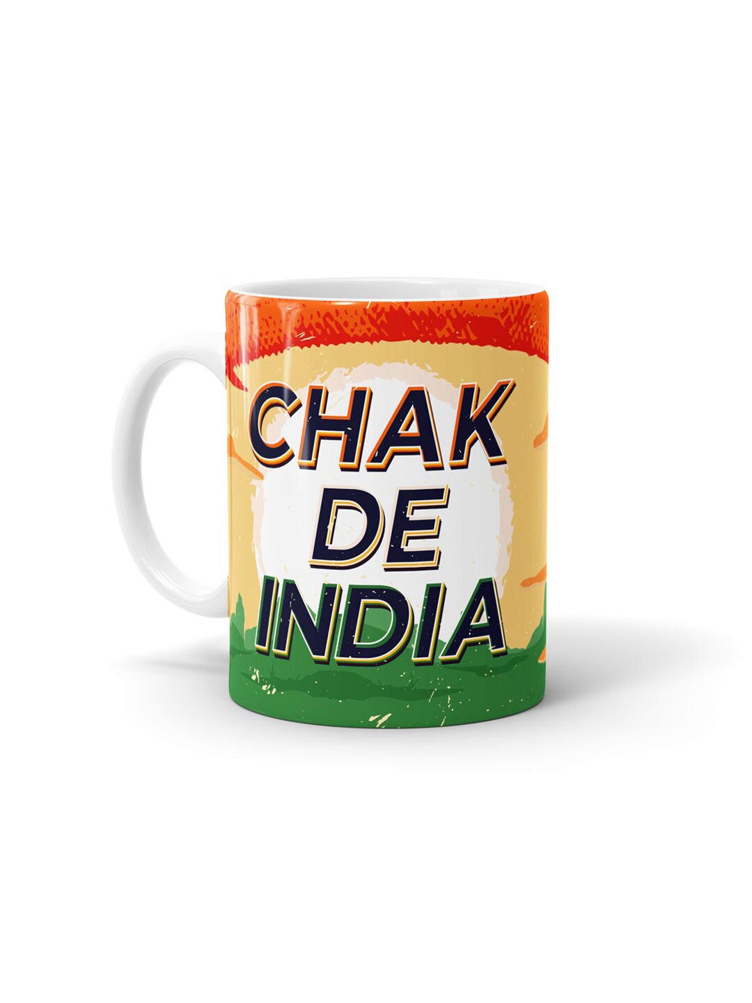 

macmerise Yellow & Green Printed Ceramic Glossy Mug