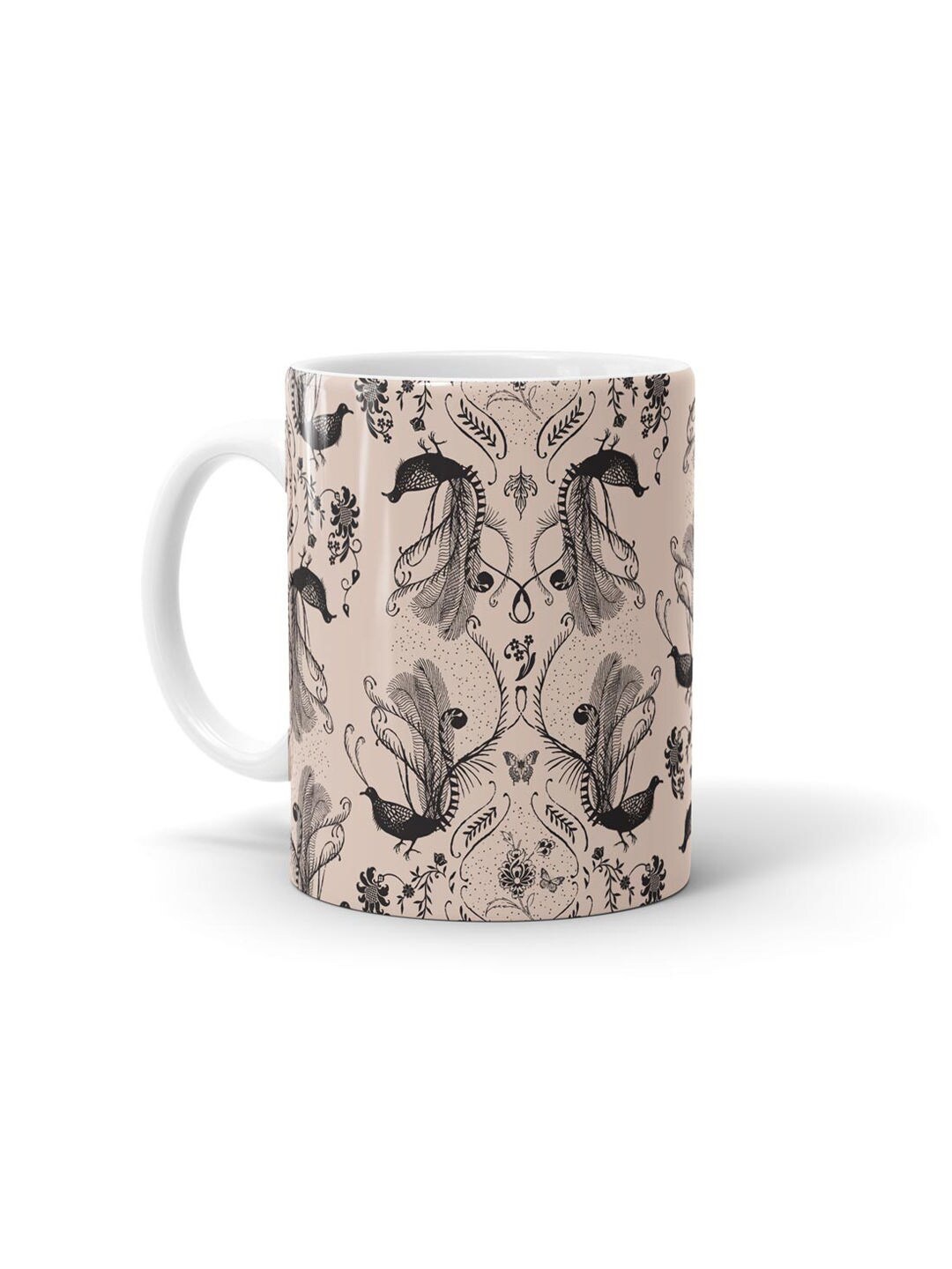 

macmerise Beige & Black Printed Ceramic Glossy Mug