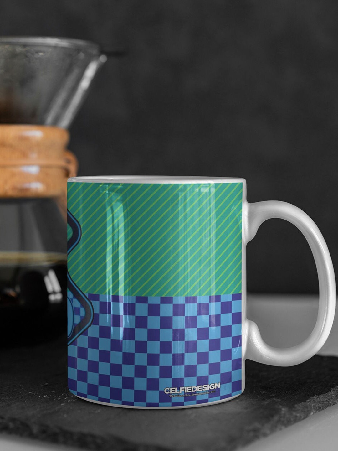

macmerise Blue & Green Printed Ceramic Glossy Mug