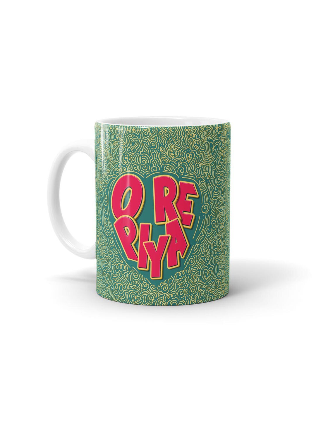 

macmerise Green & Red Printed Ceramic Glossy Mug