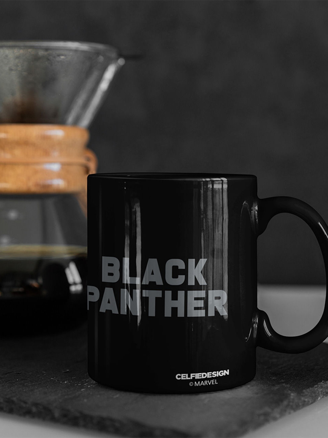 

macmerise Black & White Black Panther Kawaii Printed Ceramic Glossy Mug