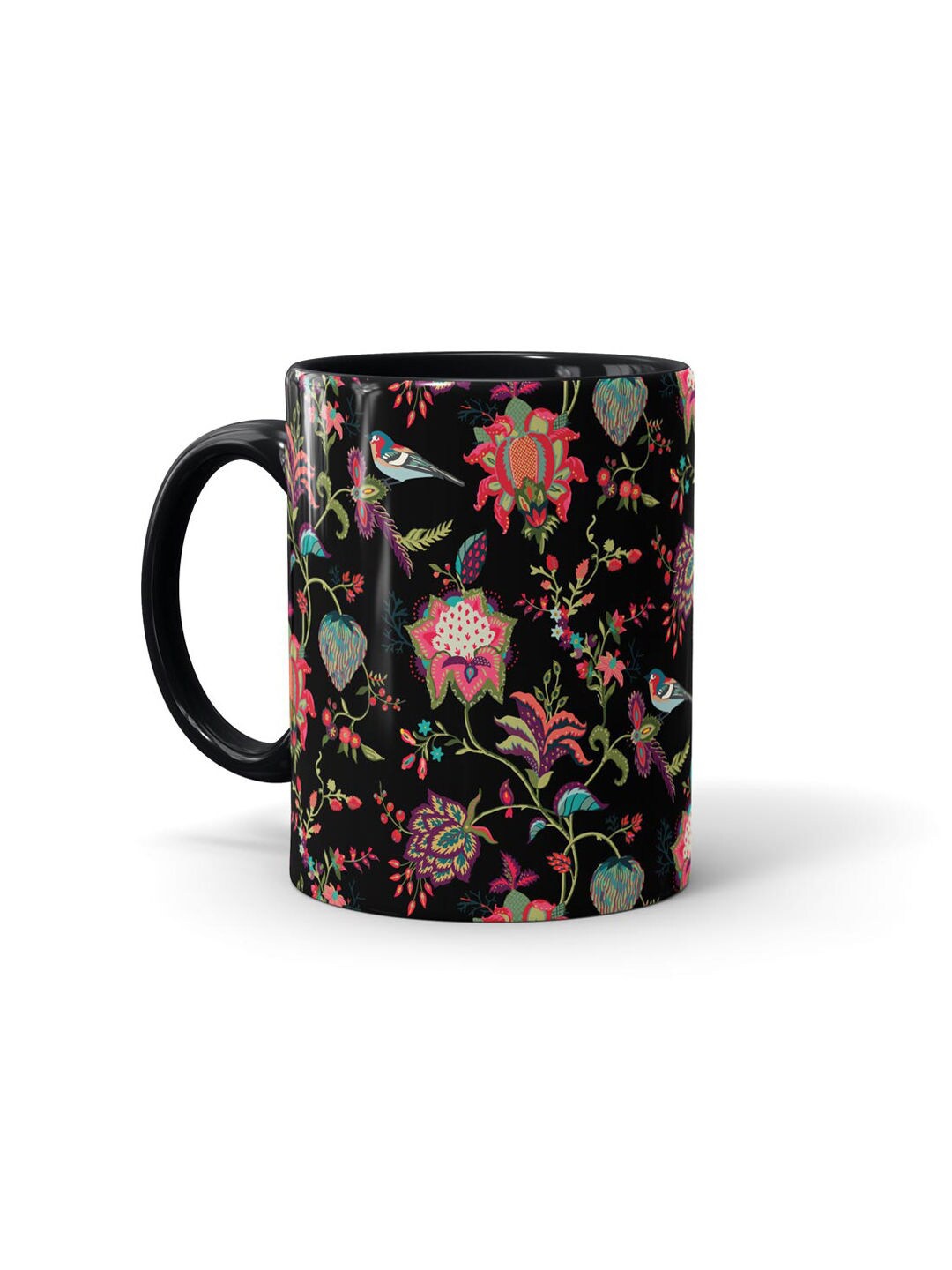 

macmerise Black & Red Floral Printed Ceramic Glossy Mug