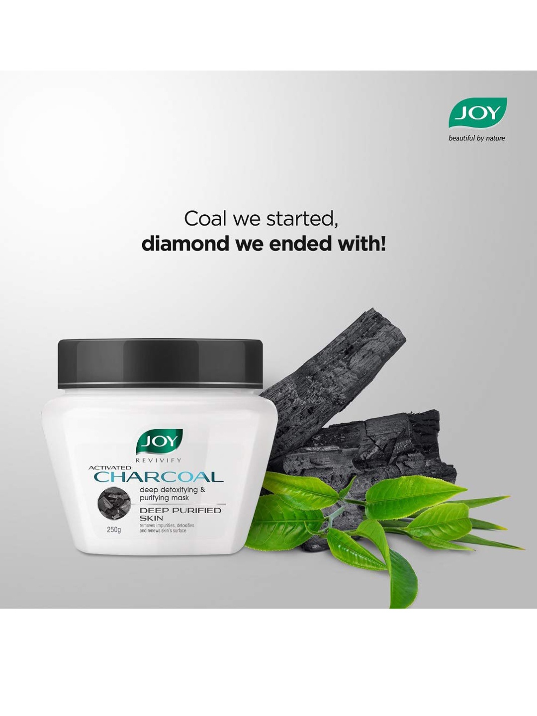 

JOY Activated Charcoal Face Pack for Skin Purification & Detoxification - 250gm, White