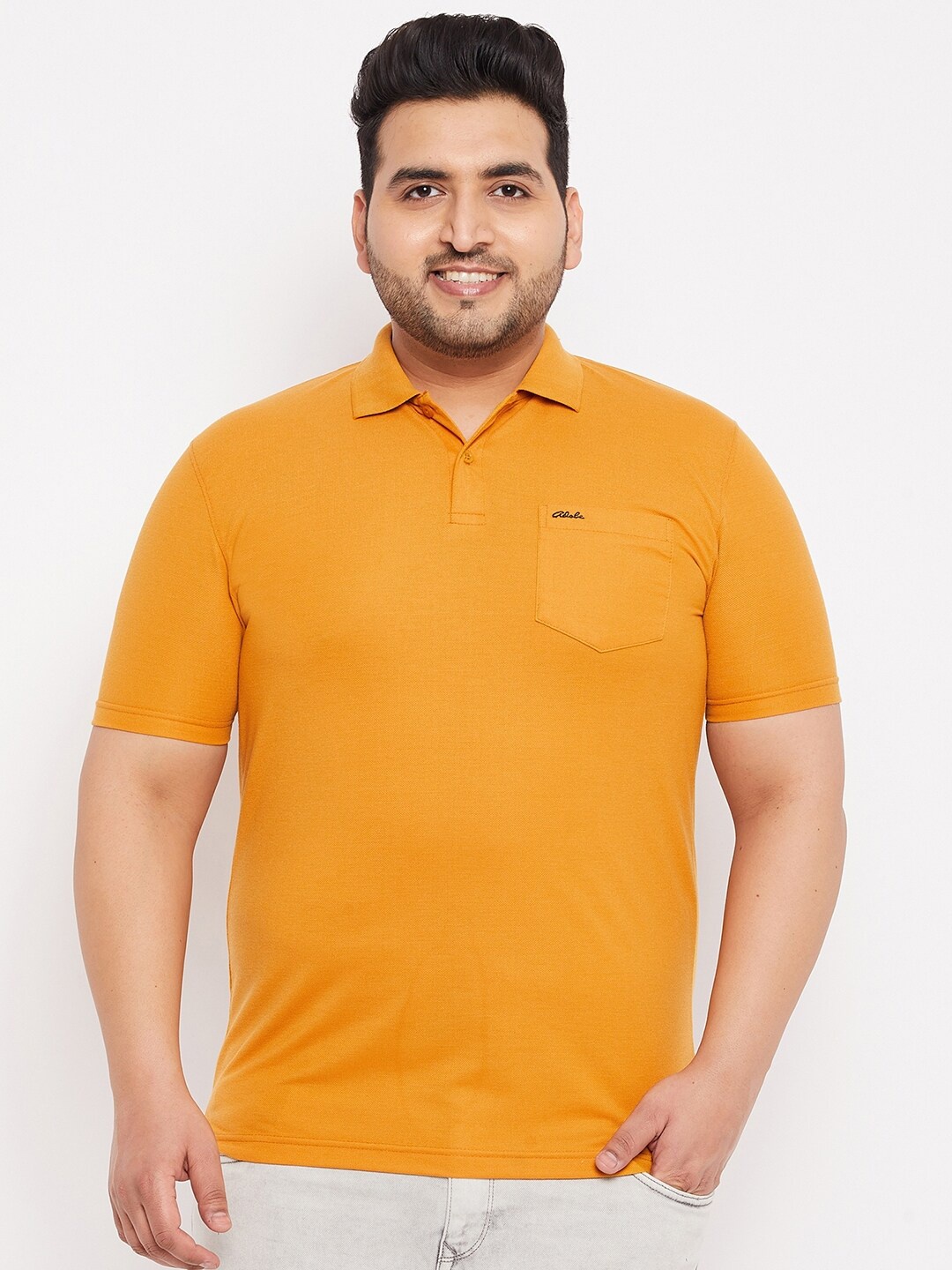 

Adobe Men Mustard Yellow Polo Collar T-shirt