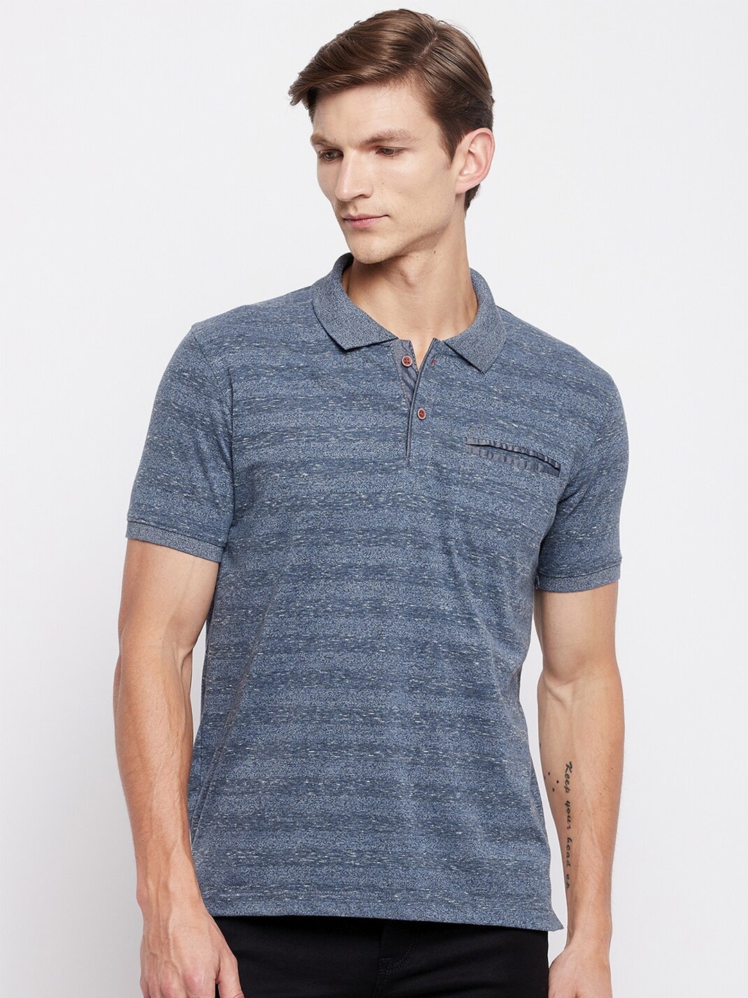 

Adobe Men Blue Polo Collar T-shirt